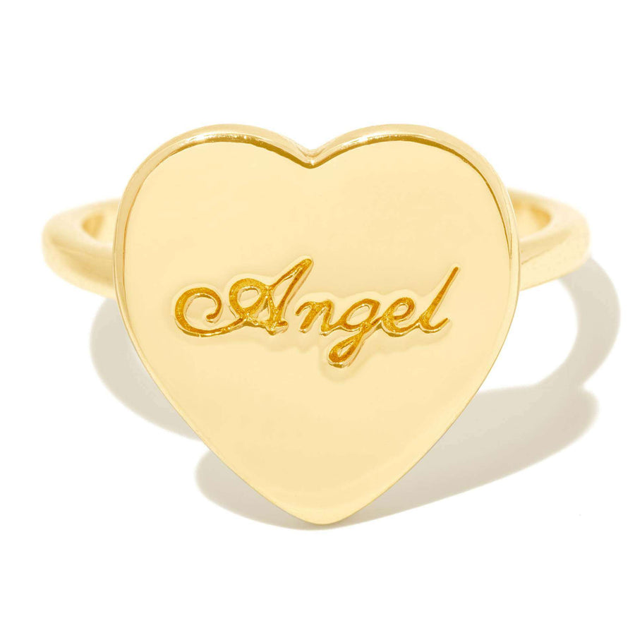 Edler 18K Gold Engel Ring mit herzförmigem Design für himmlischen Schmuckgenuss