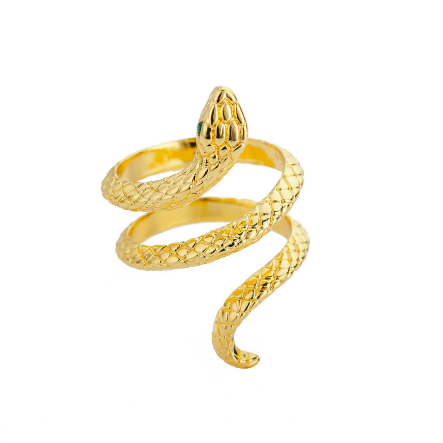 18K Gold Good Luck Statement Ring - Schlange: Ein stilvoller Ring, der Glück bringt und mit einem Schlangenmotiv verziert ist