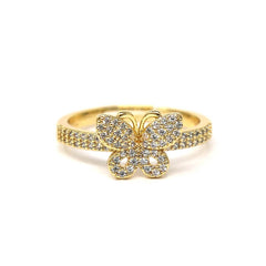 Schmetterlingsring aus hochwertigem 18K Gold mit funkelndem Zirkonia-Stein für einen eleganten und trendigen Look - Chloe-Kollektion