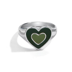 Edler grüner Herz-Ring aus Edelstahl für romantische Akzente