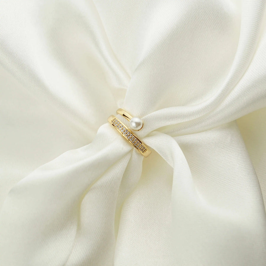 Perlenring mit echter Perle, verziert mit 18K Gold und Zirkonia - Ein elegantes Schmuckstück für zeitlose Schönheit.