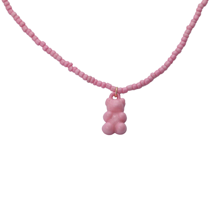 Pinkfarbene und farbenfrohe Gummy-Bär-Halskette für einen verspielten und fröhlichen Look