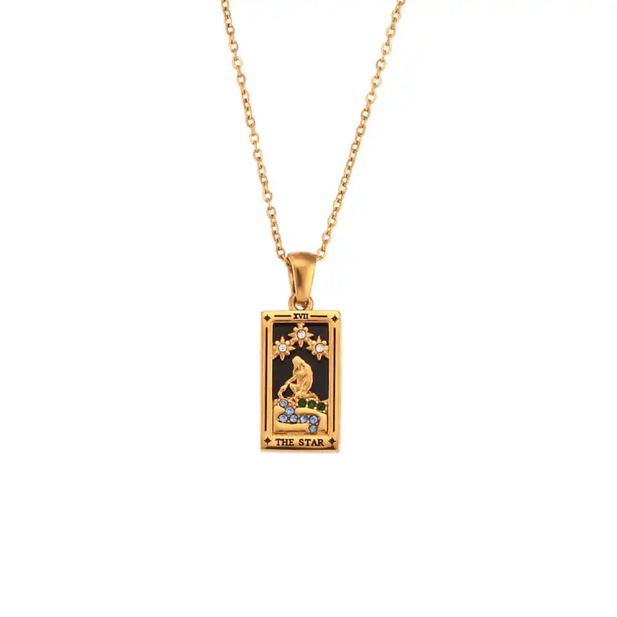 The Star Tarotkarten Halskette - Inspirierende Halskette aus 18K Gold mit dem Motiv des Sterns aus dem Tarot, symbolisiert Hoffnung, Spiritualität und innere Ruhe.