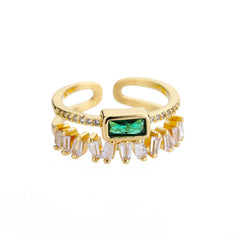 Zirkonia 18K Gold Ring - Tief verliebt mit grünem Stein für einen eleganten und glamourösen Look