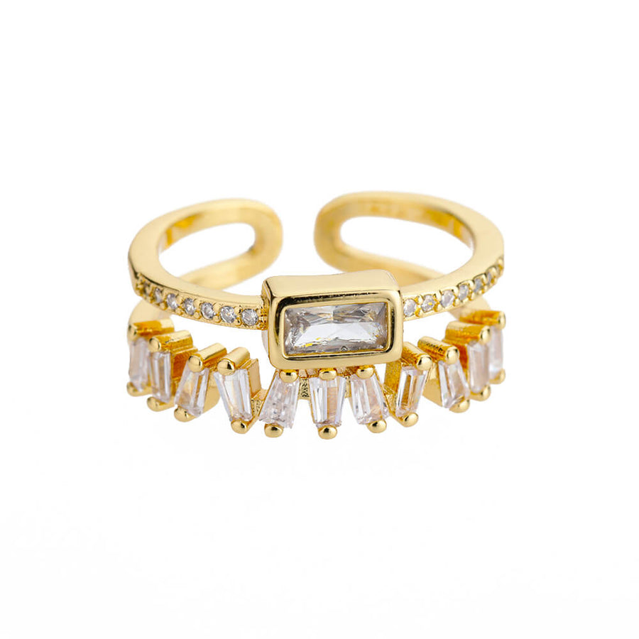 Zirkonia 18K Gold Ring - Tief verliebt mit weißem Stein für einen eleganten und glamourösen Look